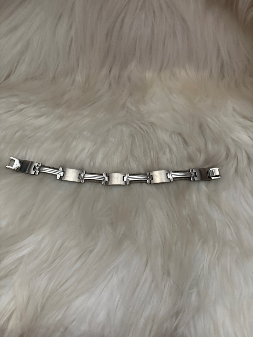 Silver Link Bracelet - Modern Geometric Design-Stainless Steel